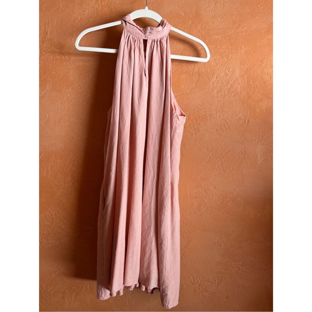 VICI Halter Dress Keyhole Flowy Linen Blend Resort Summer